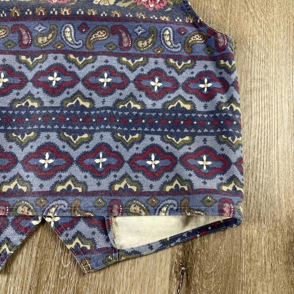 Vintage 70's Vivaldi Jeanswear Floral Paisley Denim Vest Women's M USA Made - Picture 13 of 14
